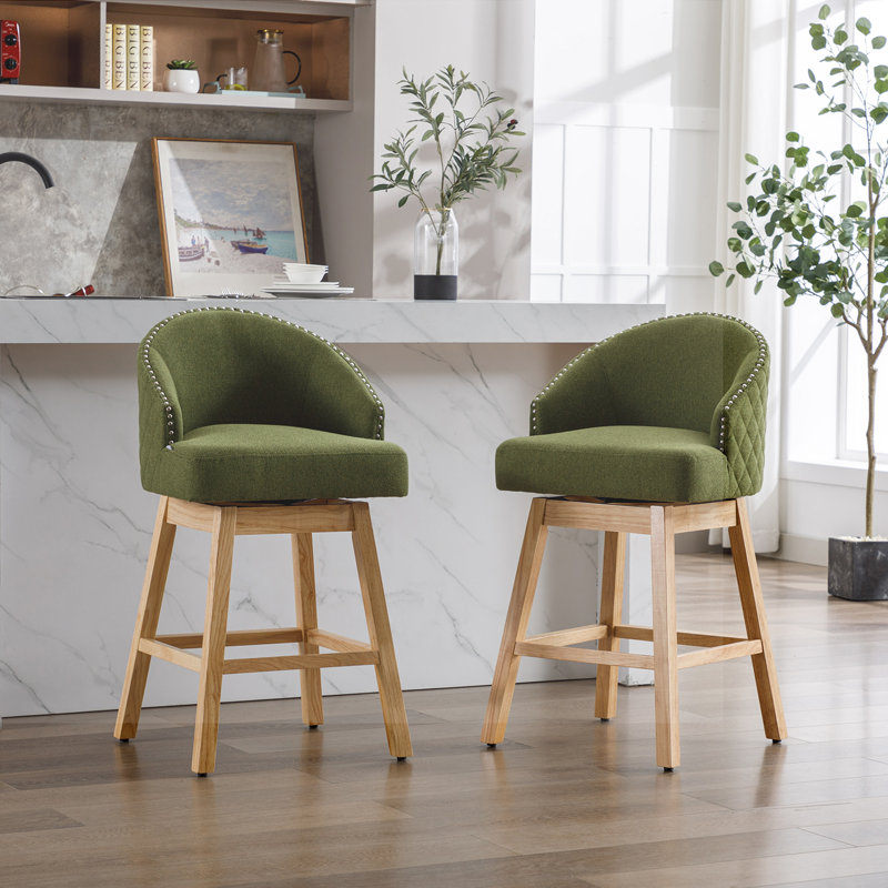 Ensemble de 2 tabourets pivotants Embry, Vert olive