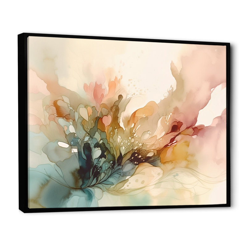 Impressions florales délicates II - Art encadré floral, H 30 po x l 40 po x P 1,5 po, Cadre flottant noir