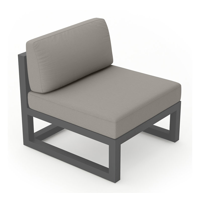 Chaise de patio avec coussins Sunbrella Smith, Toile gris anthracite Sunbrella®, Ardoise