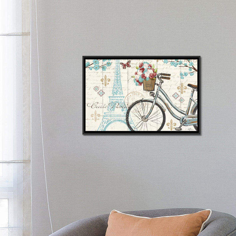 «Paris Tour II» par Janelle Penner, impression sur toile, H 18 po x l 26 po x P 1,5 po, Toile avec cadre noir, Pas de tapis