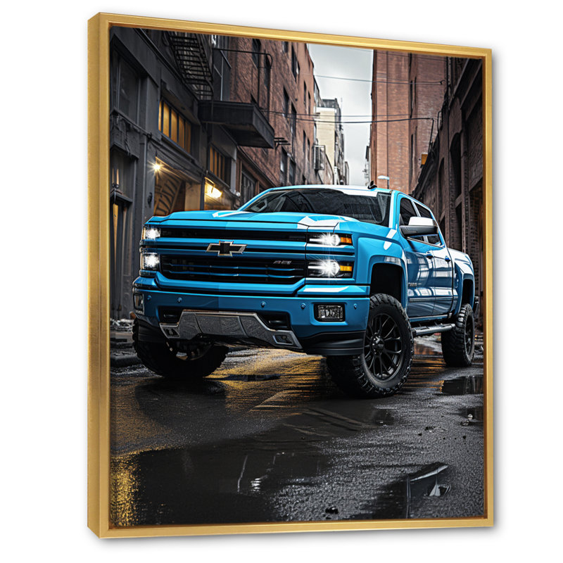 Camionnette sarcelle Kewdale Urban Explorers, H 40 po x l 30 po x P 1,5 po, Cadre flottant doré