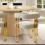Ensemble de table de salle à manger 4 personnes Bingham avec table ronde de 52 po et 4 chaises en chenille rembourrées or-56872225