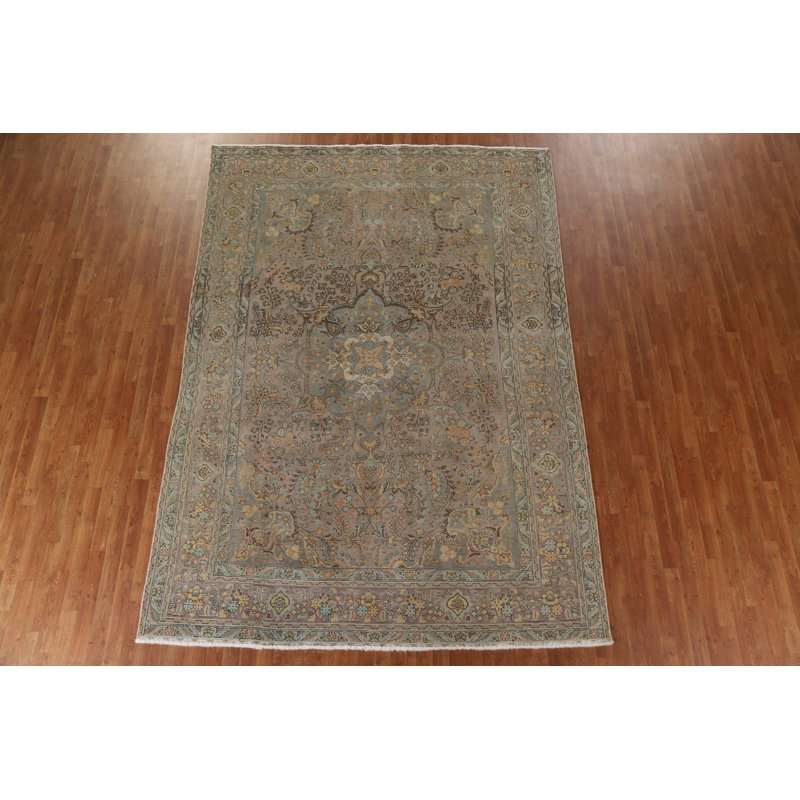 Tapis Tabriz patiné délavé noué à la main 8 x 11