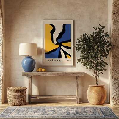 Imprimé de courants de Bauhaus jaune et bleu