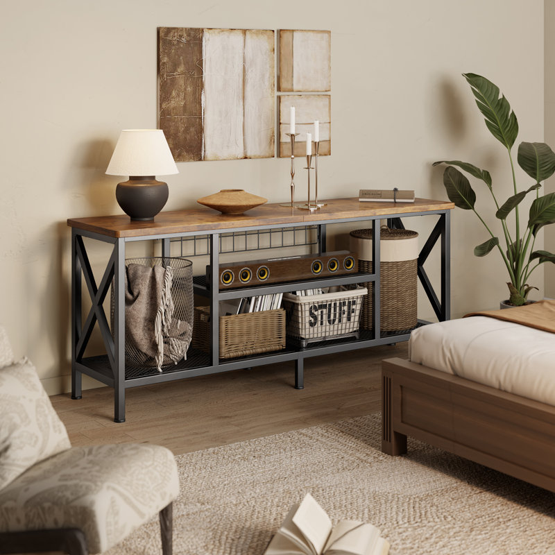17 Stories 59.8'' Media Console,tv Stand For Tvs Up To 65", Rustic Brown