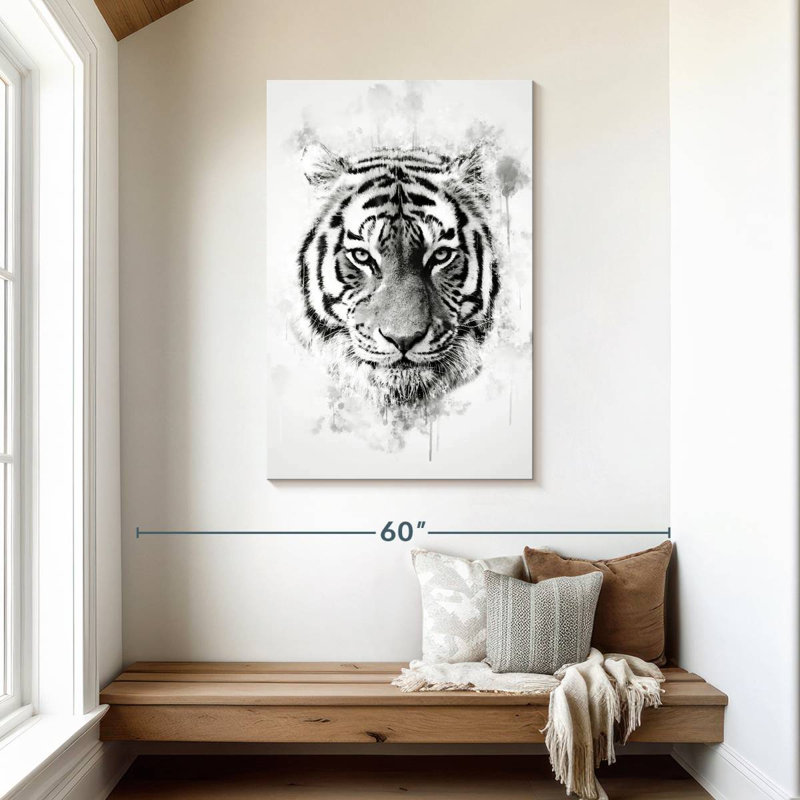 Brampt Tiger Head Black And White, 45" H x 30" W