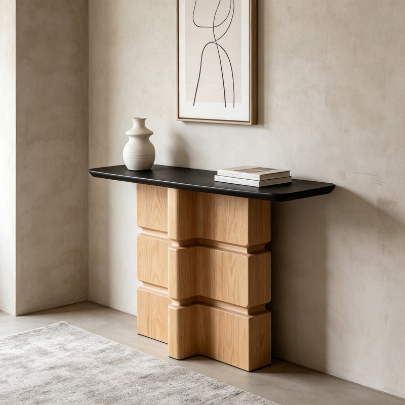 Solid Pine Modern Console Table, 29.53" H x 55.12" W x 13.78" D