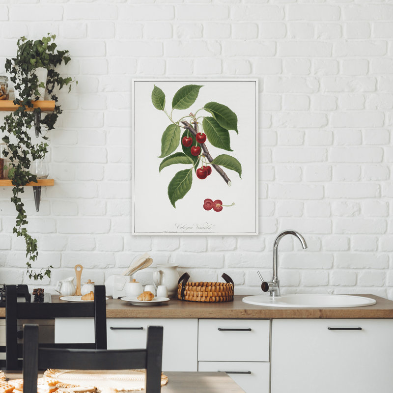 Étude latine de giclée encadrée de plante cerisier, design par lettres et lignes, H 30 po x l 24 po