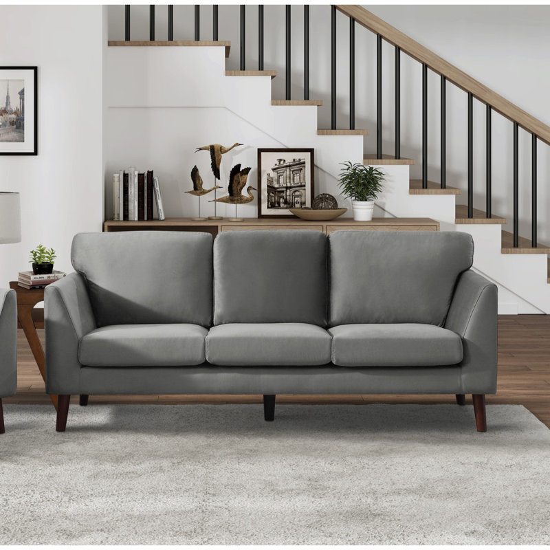Canapé rembourré Annaus, Gris, H 35 po x l 81 po x P 32 po