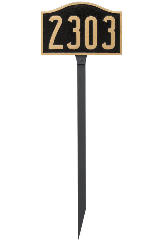 Enseigne d’adresse pour pelouse sur 1 ligne, Noir / or