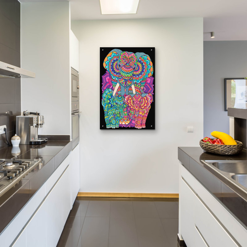 Bungalow Rose «Elephant Trio» par Hello Angel, art mural en verre acrylique, H 36 po x l 24 po x P 0,2 po
