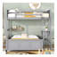 Lit simple superposé au dessus d'un lit double avec bureau, gris