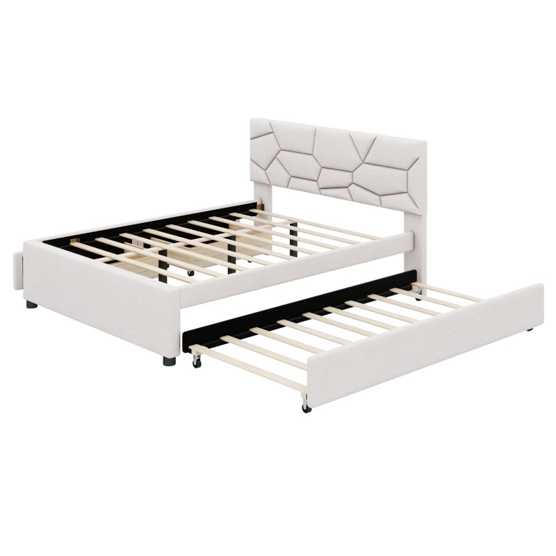 Stephenia Upholstered Platform Storage Bed, Queen, Beige