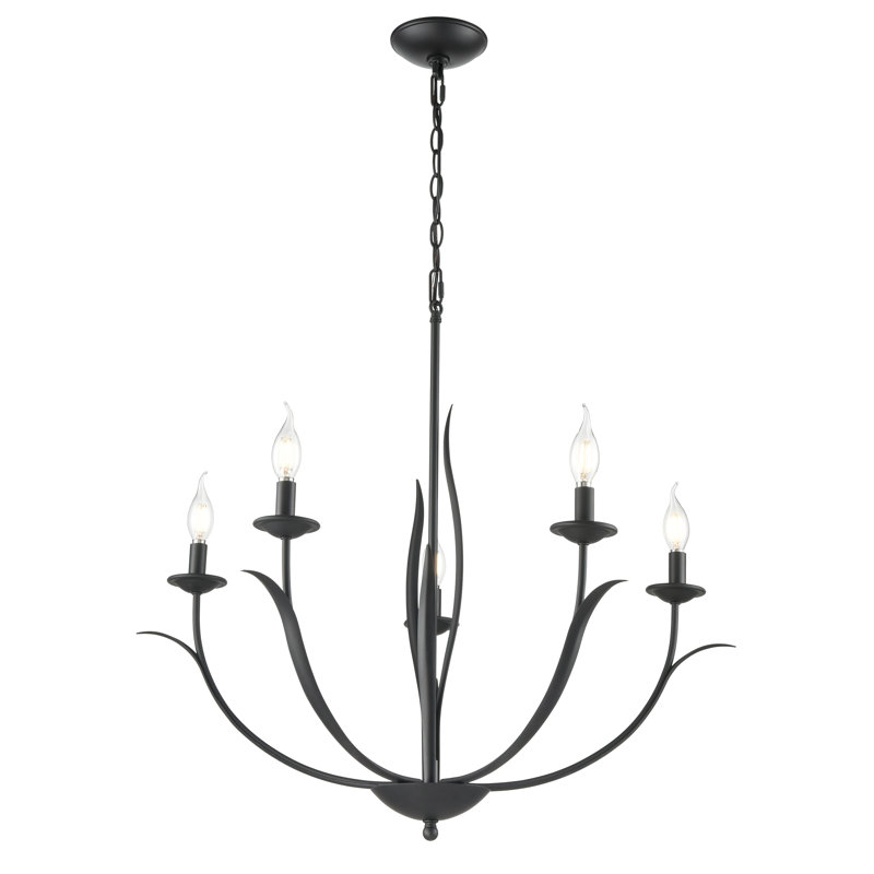 Charlize Chandelier - Matte Black, 5, 26.5" H x 29.5" W x 29.5" D