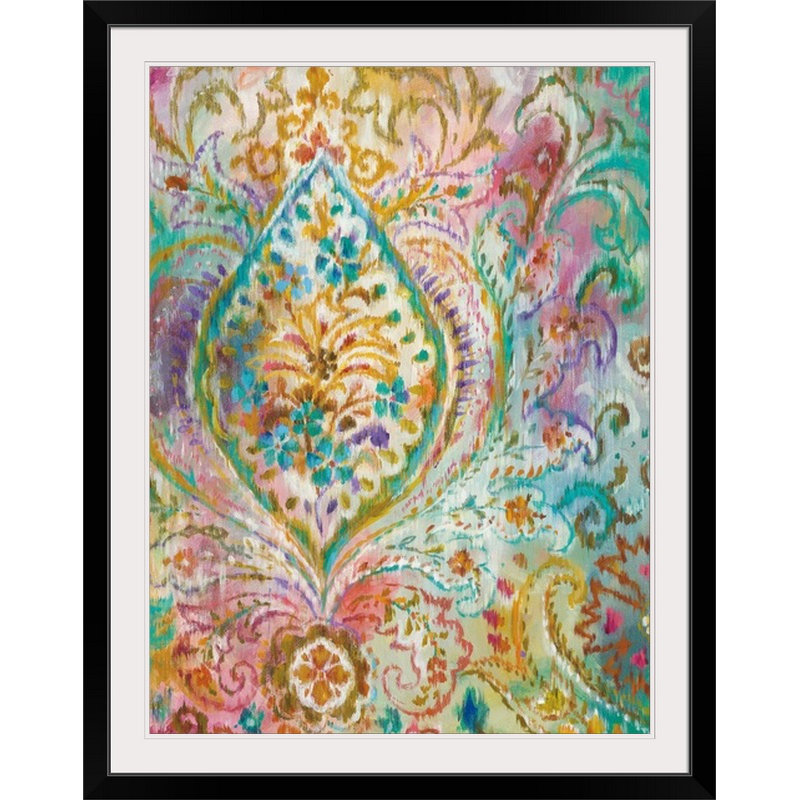 « boho motif cachemire ii », impression Danhui Nai, H 32 po x l 26 po x P 1 po, Cadre noir