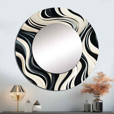 Riyonna noir et blanc zébré monochromatique élégance - miroir mural abstrait unique, miroir blanc, art imprimé en métal