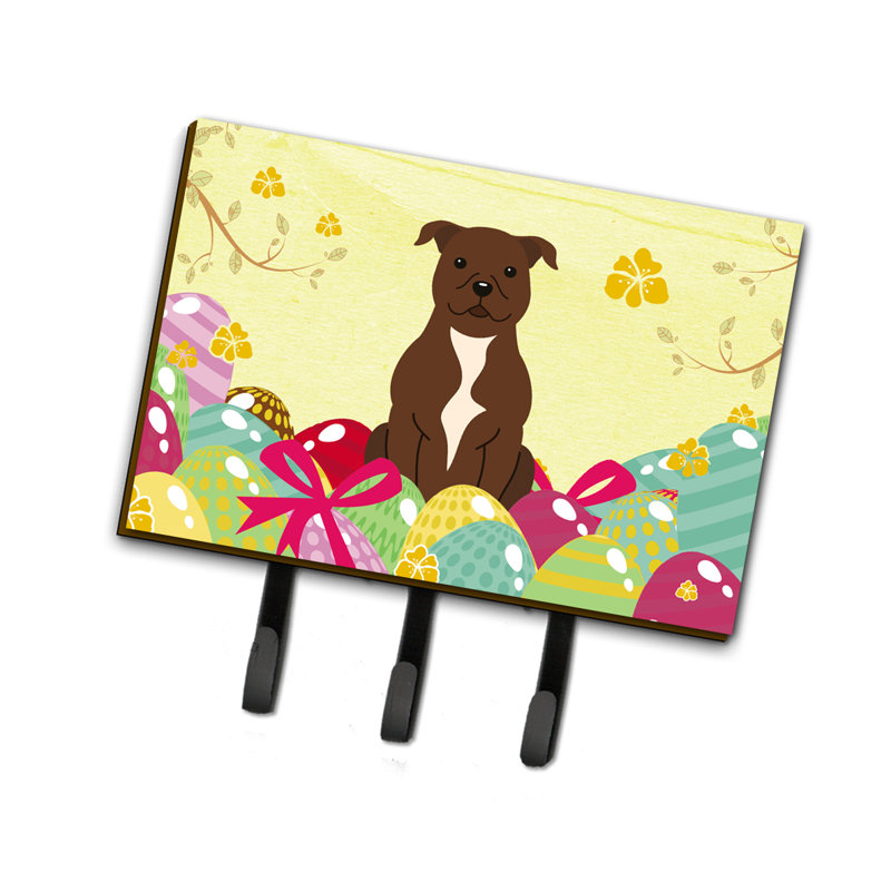 Porte-clés ou garde-graines pour pâques œufs staffordshire bull terrier, Chocolat