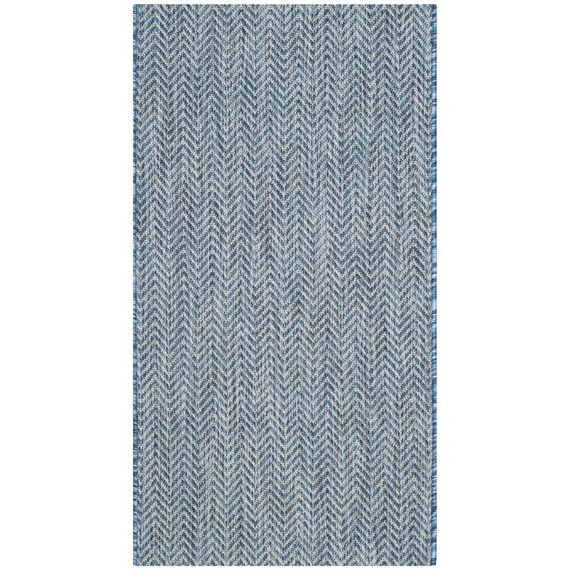Aevry Navy/Gray Area Indoor/Outdoor Area Rug, Rectangle 2'7" x 5'