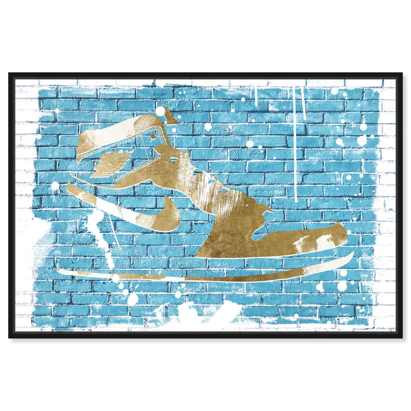 Stylish Sneaker Graffiti - Impression sur toile, H 20 po x l 30 po, Cadre flottant noir