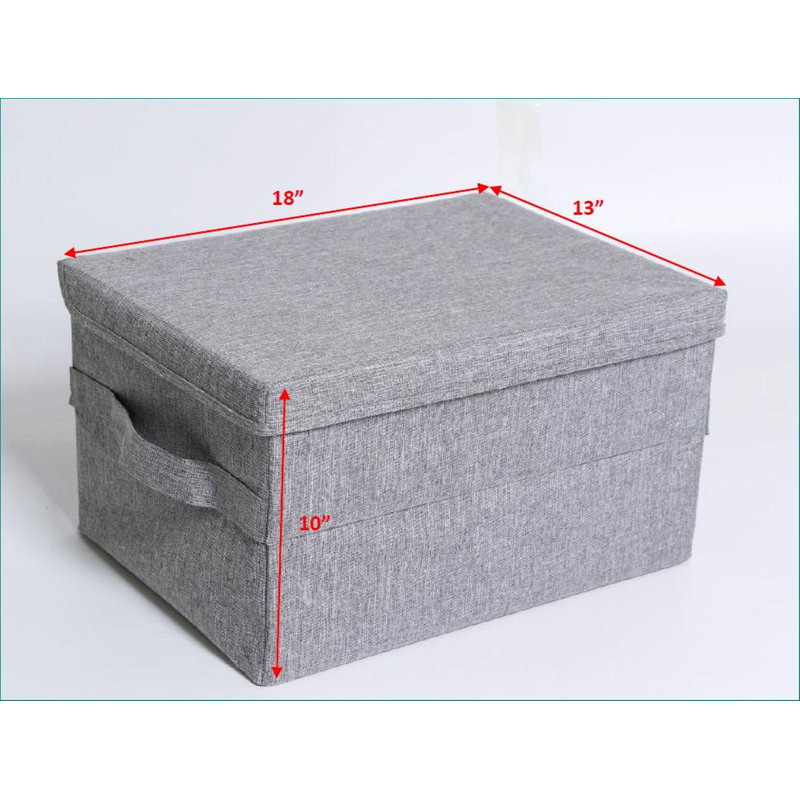 Boîte de rangement en tissu, Gris clair, H 18 po x l 13 po x P 10 po