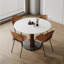 Table de salle à manger blanche en pierre frittée blanche avec bois de frêne avec table en acier au carbone pour la salle à manger / cuisine-1889784299