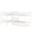 Lit simple superposé en L avec lit gigogne blanc, polyvalent pour différents besoins, structure en bois massif blanc. Fabrication. Besoins de sommeil supplémentaires. 6 ans et plus. Pas de boîte à ressorts. Capacité de 300 lb