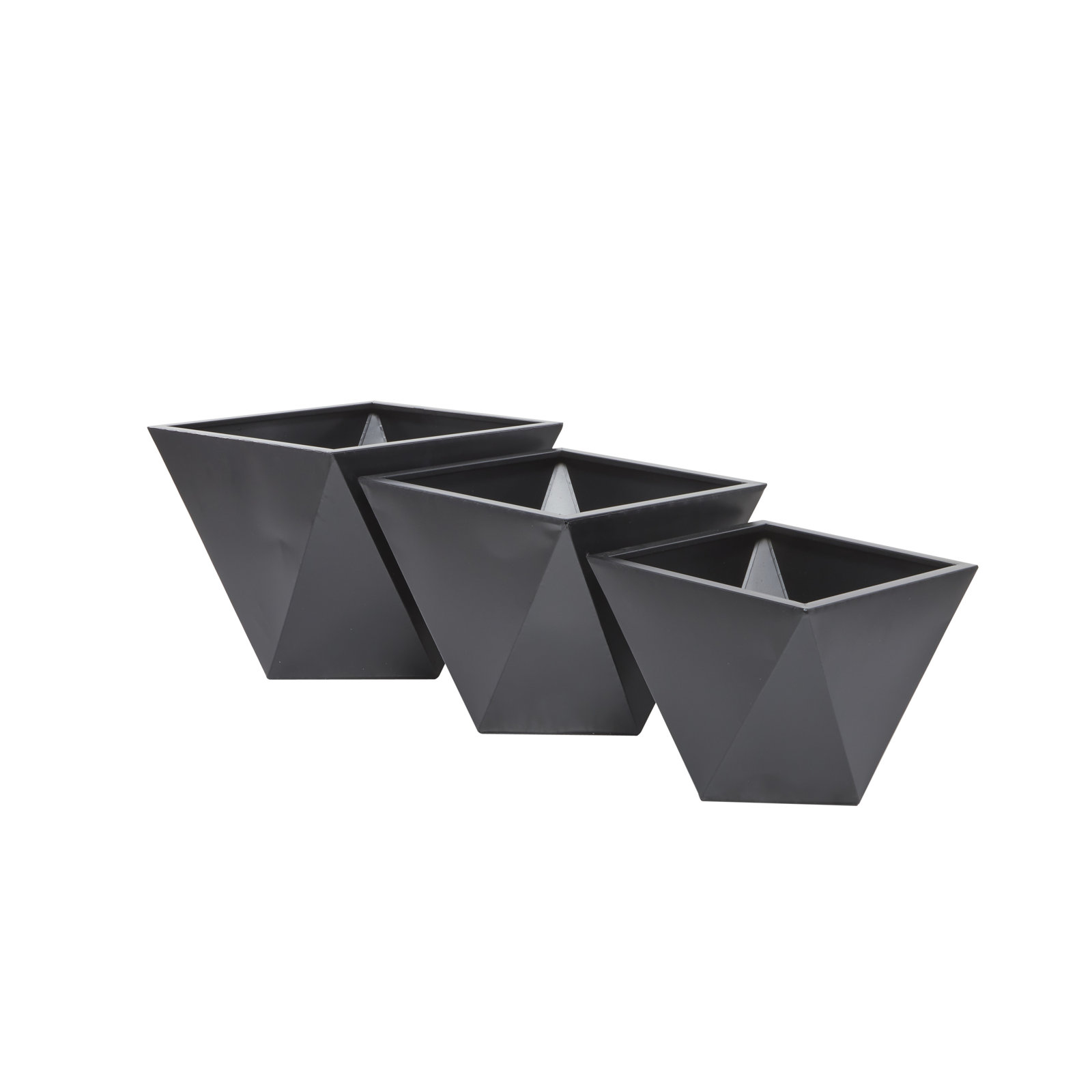 Esma Metal Planter - Set of 3, Black