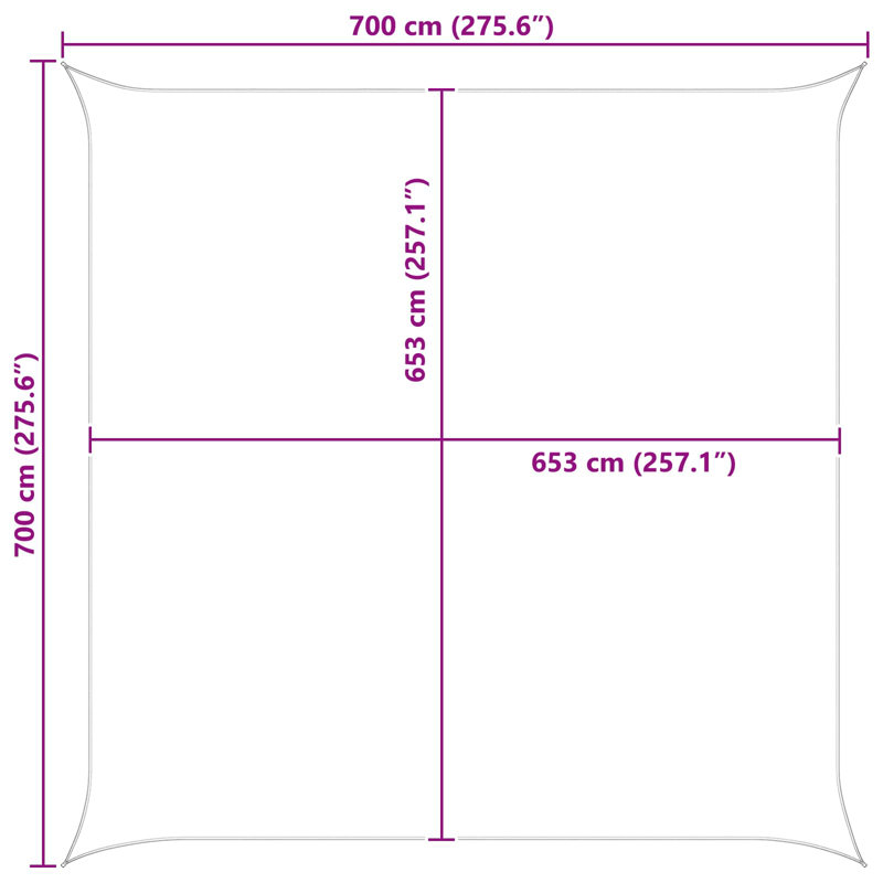 Vidaxl Sunshade Sail Oxford Fabric Square Patio Sun Shade Sunscreen Canopy, Grey/White, 7m W x 7m L