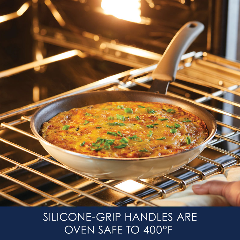 Almond Aluminum Nonstick Frying Pan Set with Lids