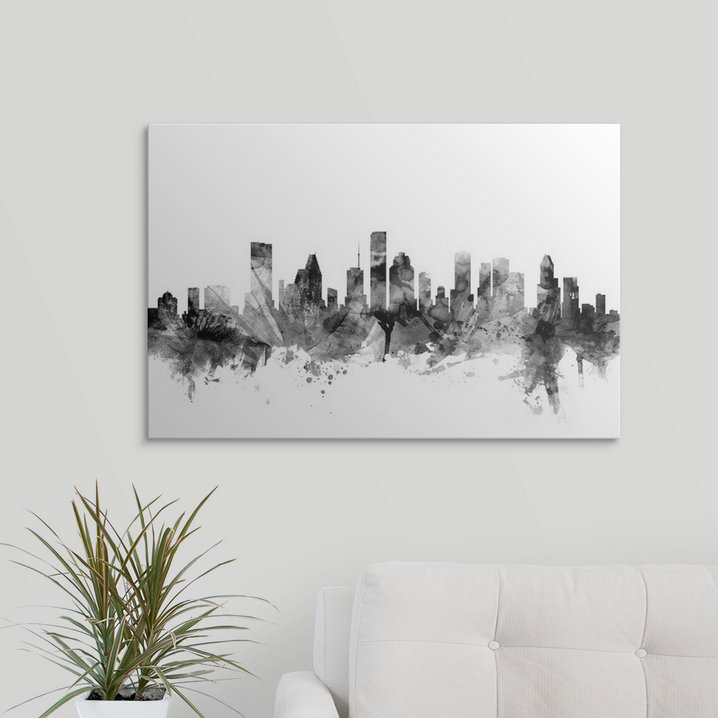 «Houston Texas Skyline» par Francy, impression, H 32 po x l 48 po x P 1,5 po, Toile