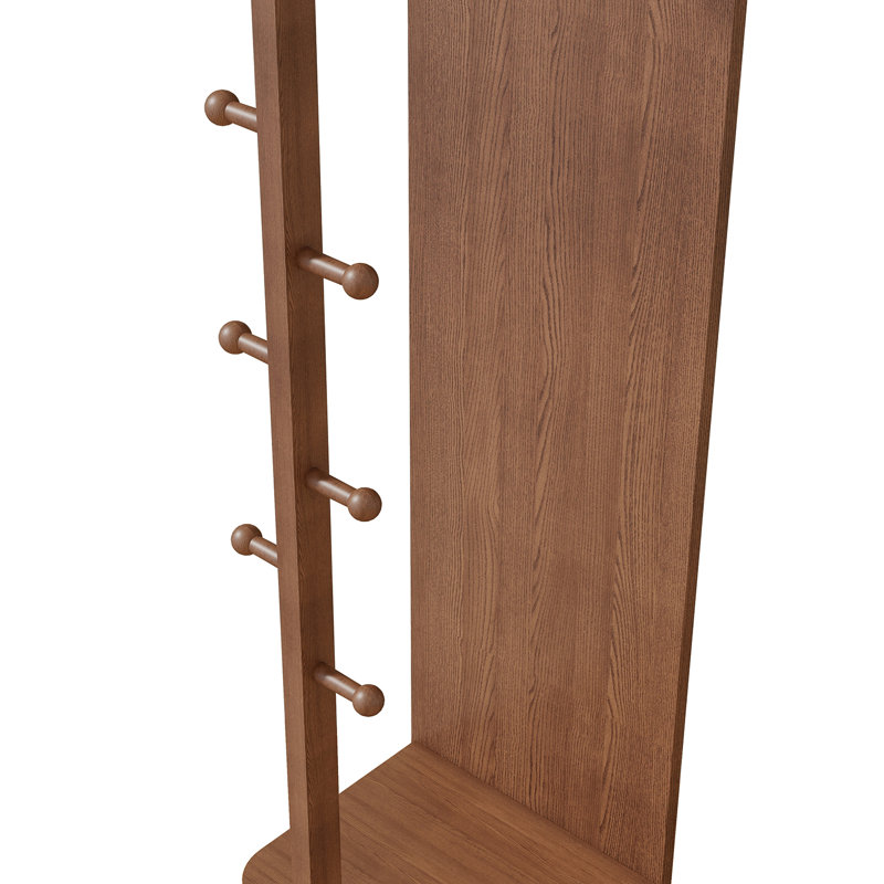 Miroir pleine grandeur en bois massif avec support, Noyer