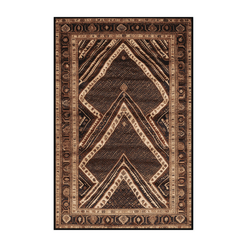 Machine Washable Persian Black Area Rug, Rectangle 2' x 3'