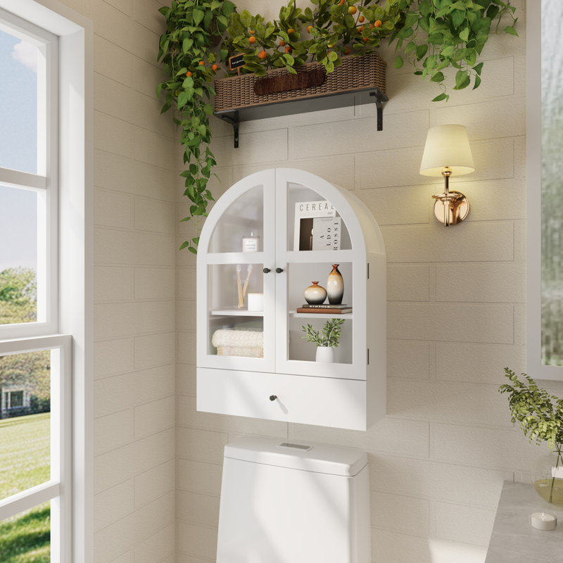 Armoire de rangement murale 31,5H pour salle de bain, Blanc