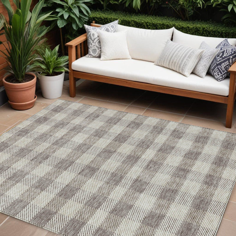 Tapis intérieur lavable taupe et gris 8 pi x 10 pi