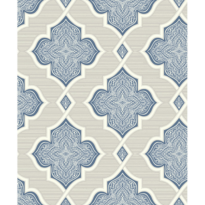 Kirkman 10m x 52.07cm Textured Metallic Finish Paste the Wall Wallpaper Roll, Gray/Blue