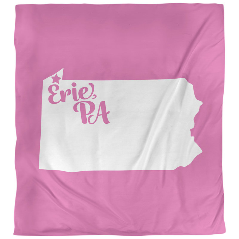 Housse de couette réversible simple Erie Pennsylvania, Polyester brossé, Housse de couette pour grand lit, Rose