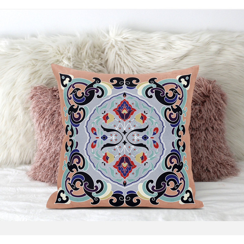 Soft Square Escape Broadcloth Pillow With Removable Cover In Orange Blue Indoor / Outdoor Square Cushion, 66cm H x 66cm W