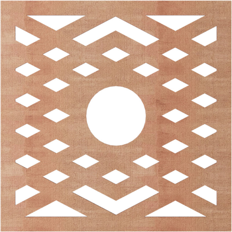 Médaillon de plafond à chevrons en bois aggloméré 30 po x 7 3/4 po x P 3/8 po, Cerisier, H 28 po x l 28 po x P 0,25 po