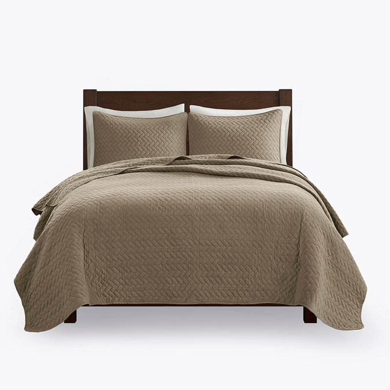 Ensemble de courtepointe surdimensionnée 3 pièces Luxurious, Courtepointe grande taille et 2 pièces supplémen, Taupe