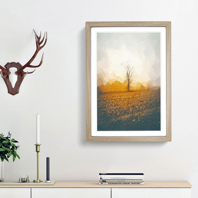 Summer Tree in Abstract - Framed Print, 87cm H x 62cm W x 2cm D, Oak Framed