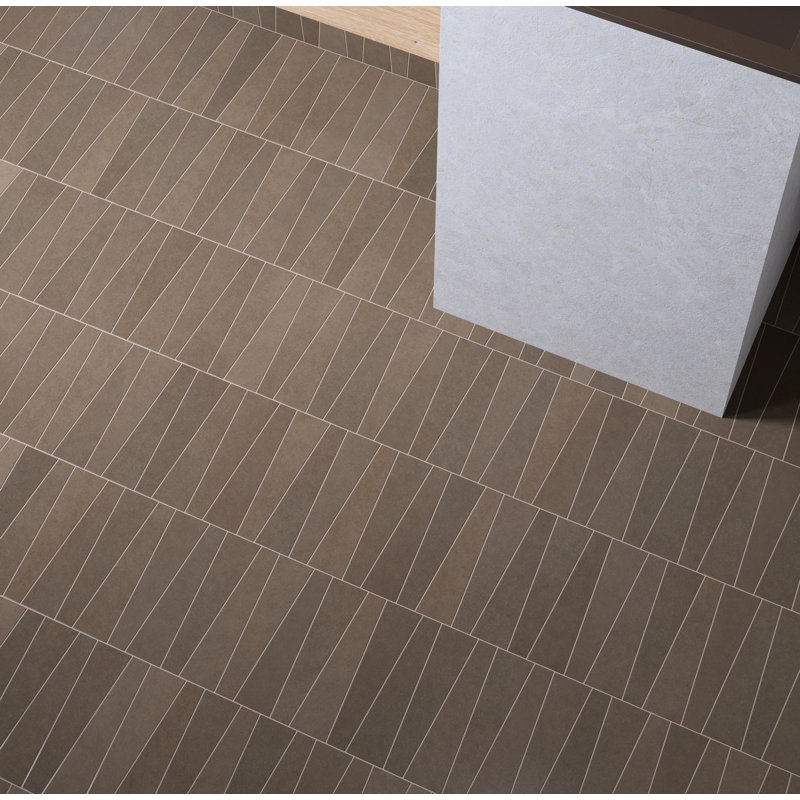 Bamboo | 2.5"X9" Porcelain Trapezoid Floor & Wall Tile, Chocolate