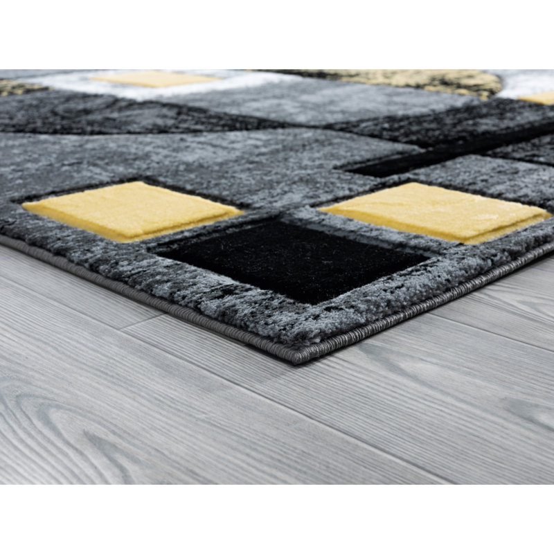 Tapis jaune Zabala, Rectangle 2 pi 7 po x 4 pi 2 po
