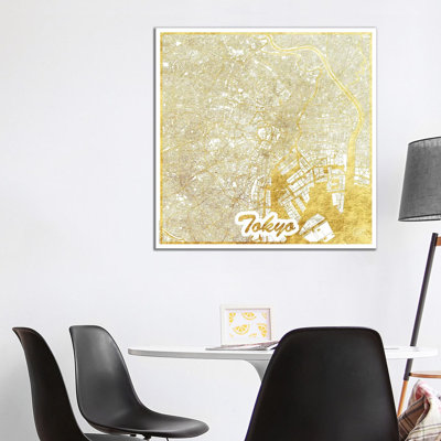 Tokyo Leaf Urban Blueprint Map by Hubert Roguski - Wrapped Canvas Print