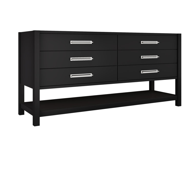 Kiawah Double Drawer Bath Vanity, Noir, Polished Chrome, 72"