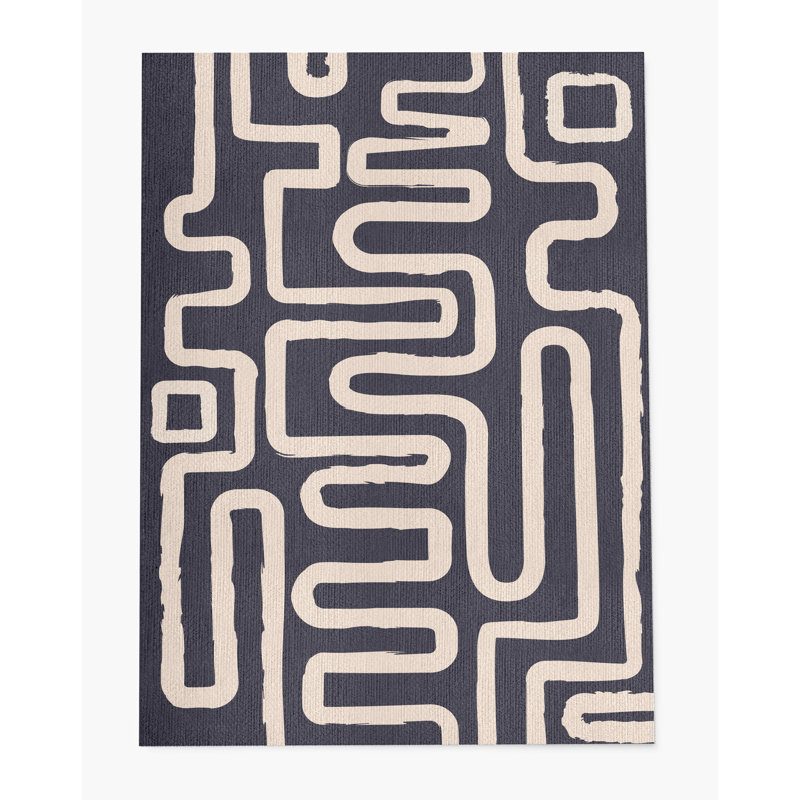 Chikka Rectangle Chair Mat with Hemmed Edges Edge for Firm Surfaces, 48" H x 72" W, Charcoal/Beige