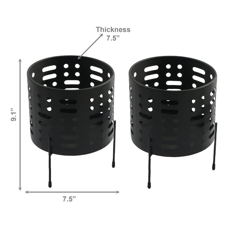 Jardinière ronde en métal 2pc avec pieds