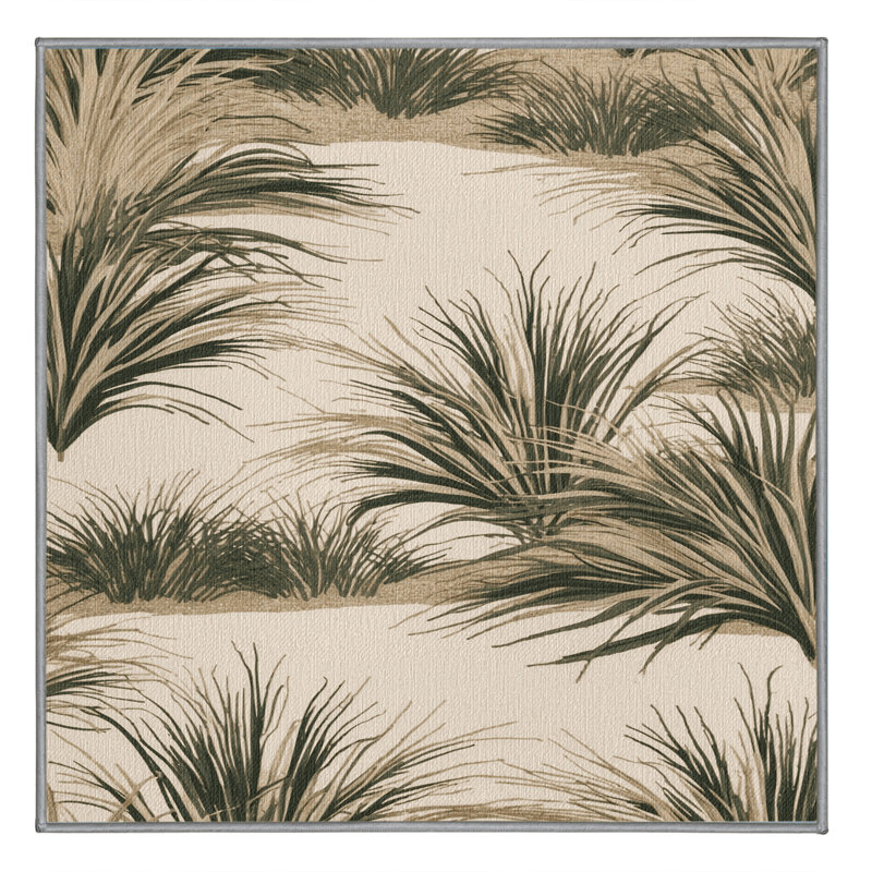 Washable Dune Grass Pattern Coastal Area Rug, Square 7'