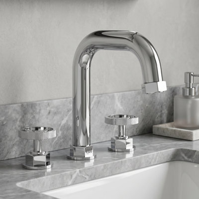 Hart Widespread 3-Hole Bathroom Faucet, 2-Handle High Arc With Round Knob Handles In Chrome