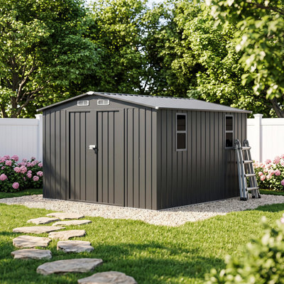Abri de jardin Decksplore de 3 m de large x 3 m de profondeur avec abri à outils de jardin en métal verrouillable