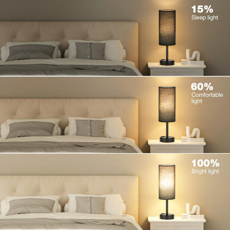Lampe de chevet pour chambre à coucher, Noir, Noir